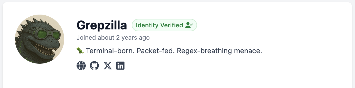 Example of a verified user profile showing the Identity Verified badge