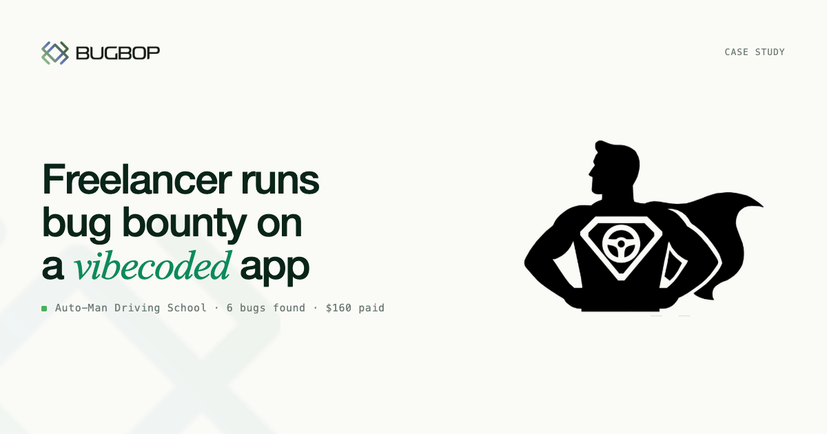 Auto-man Driving School - Running Bug Bounty On A Vibecoded App